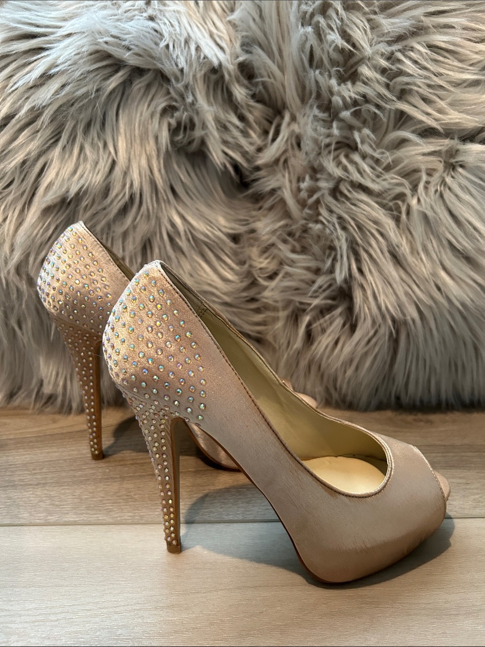 ALDO Sparkly Rhinestone Nude Heels